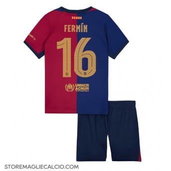 Barcelona Fermin Lopez #16 Maglia Gara Casa Repliche 2024-25 Bambino Maniche Corte